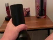 Trying the Feel Britney Amber Male Masturbator by Kiiroo